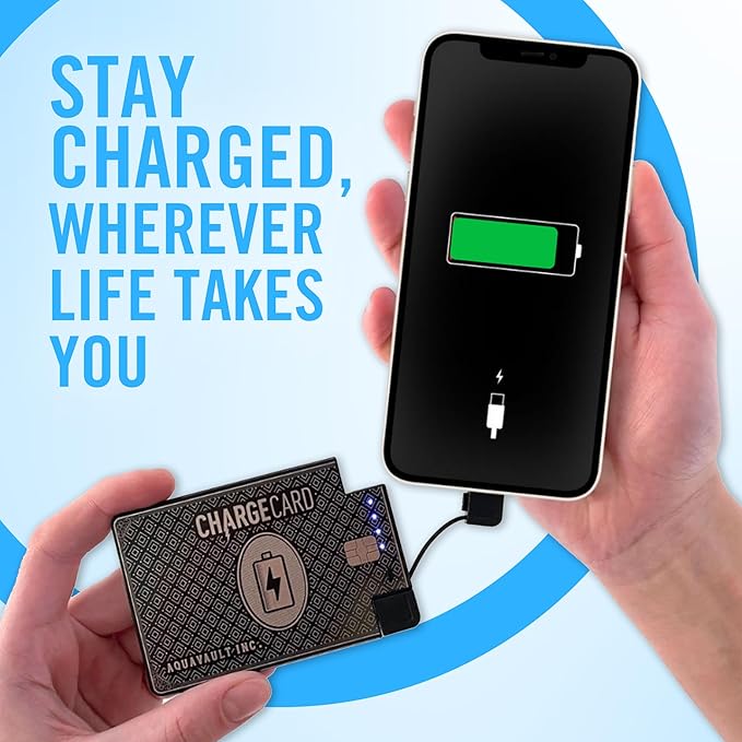 AquaVault ChargeCard – Ultra Slim Emergency Power Bank – Fits in Wallet – USB-C - Image 7