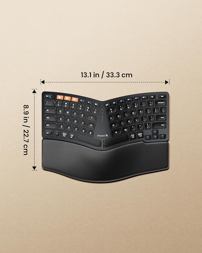 ProtoArc Bluetooth Ergonomic Keyboard, EK04 Mini Compact Wireless Ergo Keyboard - Image 8