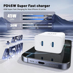 iPhone 16 15 Pro Max Charger Fast Charging, 45W Dual Port USB C Fast Charger - Image 3
