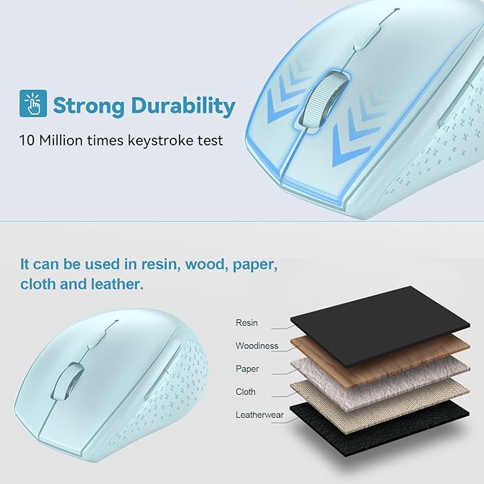 TECKNET Bluetooth Mouse, 4800 DPI Wireless Mouse, 2-Year Battery 6 Adjustable - Image 5