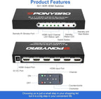 HDMI 2.0 Switch 5 Port 4K@60Hz Auto-Switching – 5 in 1 Out - Image 6
