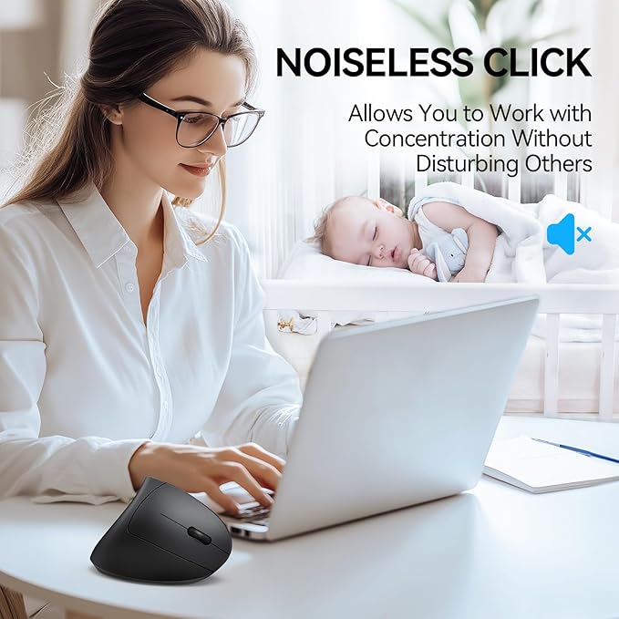 TECKNET Ergonomic Mouse, Wireless Bluetooth Vertical Mouse, 4800 DPI Optical - Image 8