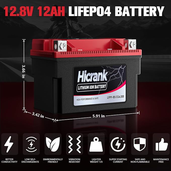 YTX9-BS, 2X Cranking Power, 5X Life, Lithium LiFePO4 Motorcycle Battery - Image 3