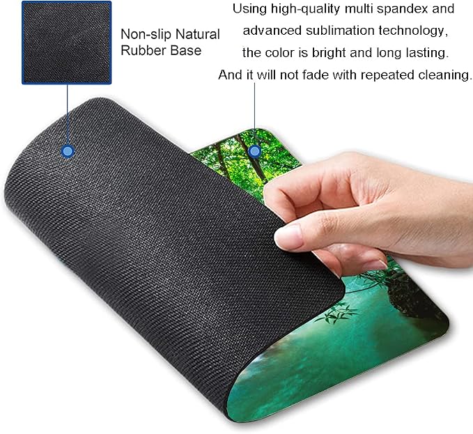Mouse Pad, Forest Waterfall Natural Scenery Mouse Pad Custom Design, Square - Image 2