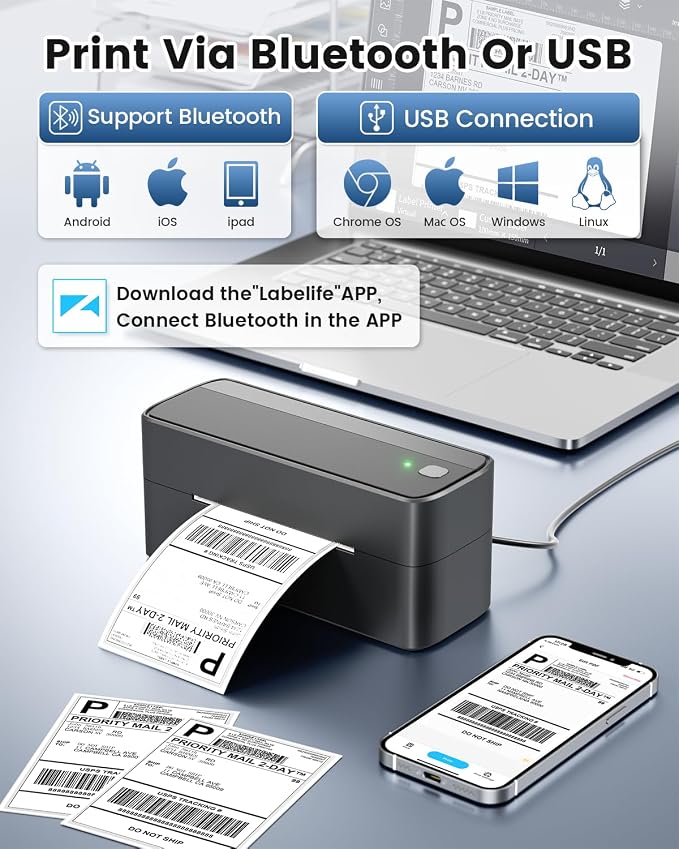 Phomemo Bluetooth Shipping Label Printer, 241BT 4X6 Wireless Thermal Printer - Image 2