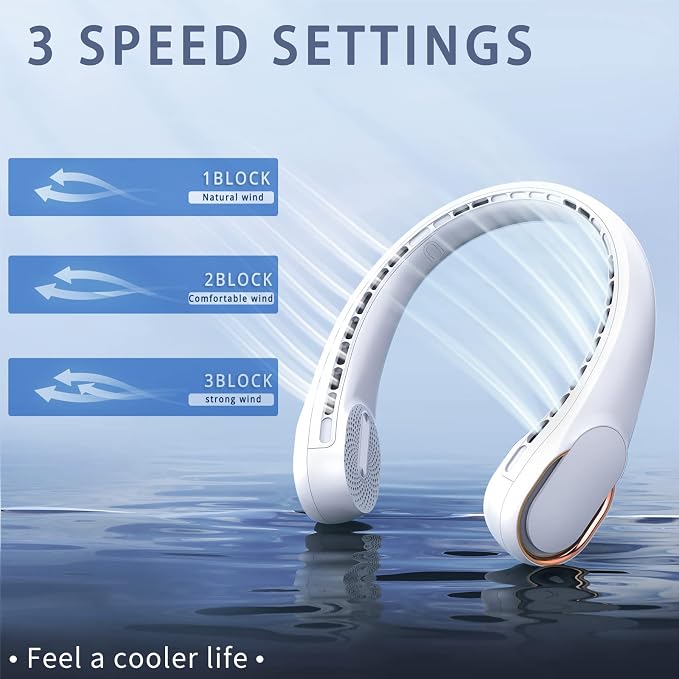 Portable Neck Fan, Bladeless Neck Fan, USB Rechargeable Personal Fan, 4000 mAh - Image 3