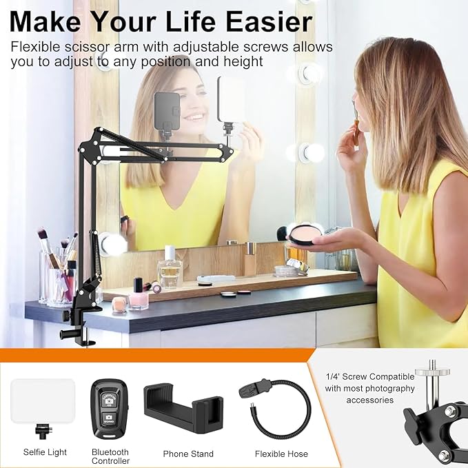 Overhead Phone Mount with 60 LED Portable Selfie Light and Phone Holder - Image 6
