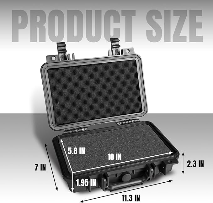 11.3x 7x 2.3 Inch Hard Case, Portable Weather Waterproof Protective Camera Case - Image 4