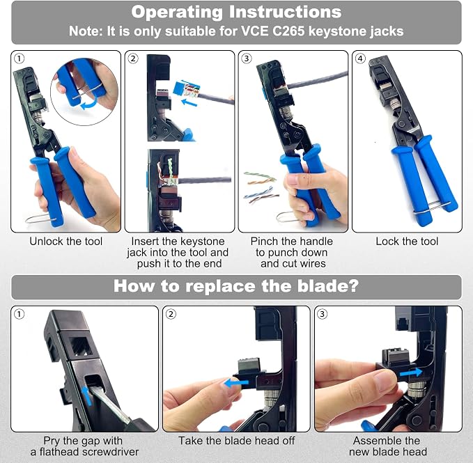 VCELINK Speed Termination Tool for VCE 90-Degree Keystone Jacks Punch Down - Image 8