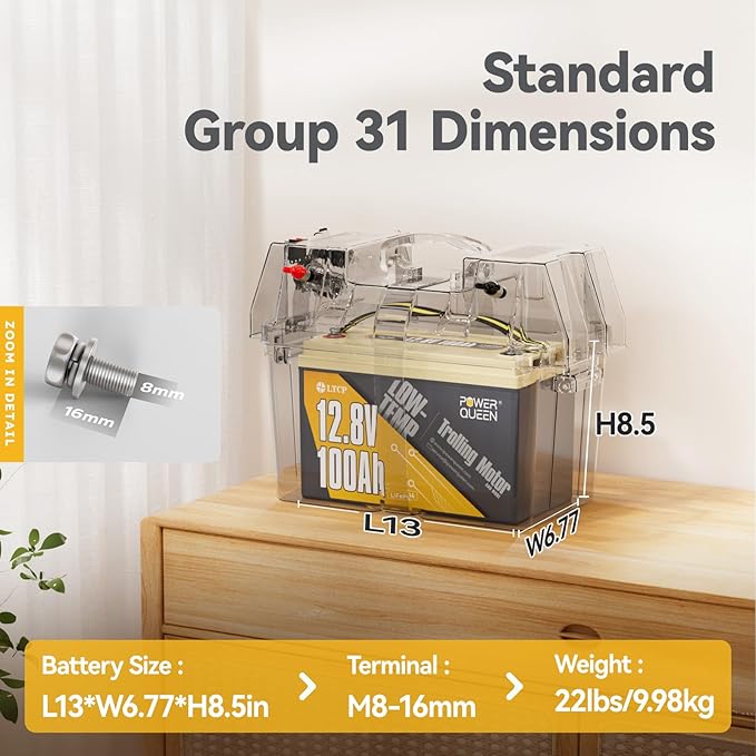Power Queen 12.8V 100Ah LiFePO4, Upgraded Low Temperature Cut-off Function - Image 2