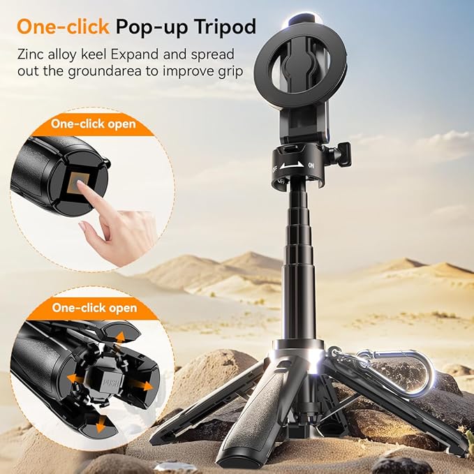 Magnetic Selfie Stick for iPhone, 4 in 1 Multifunctional Portable Selfie Sticks - Image 2