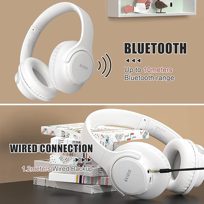 KVIDIO Bluetooth Headphones Over Ear, 65 Hours Playtime Wireless Headphones - Image 7