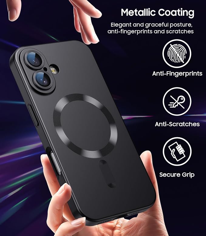 Magnetic for iPhone 16 Plus Case Slim Soft Silicone Bumper Shockproof Metallic - Image 6