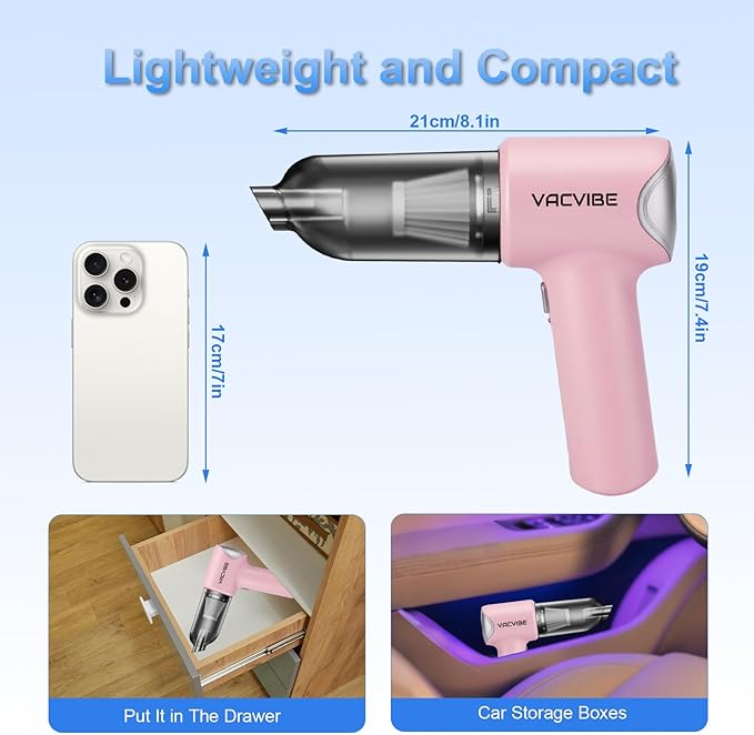 Handheld Car Vacuum Cleaner, 21000PA 4 in 1 Portable Rechargeable Brushless - Image 2