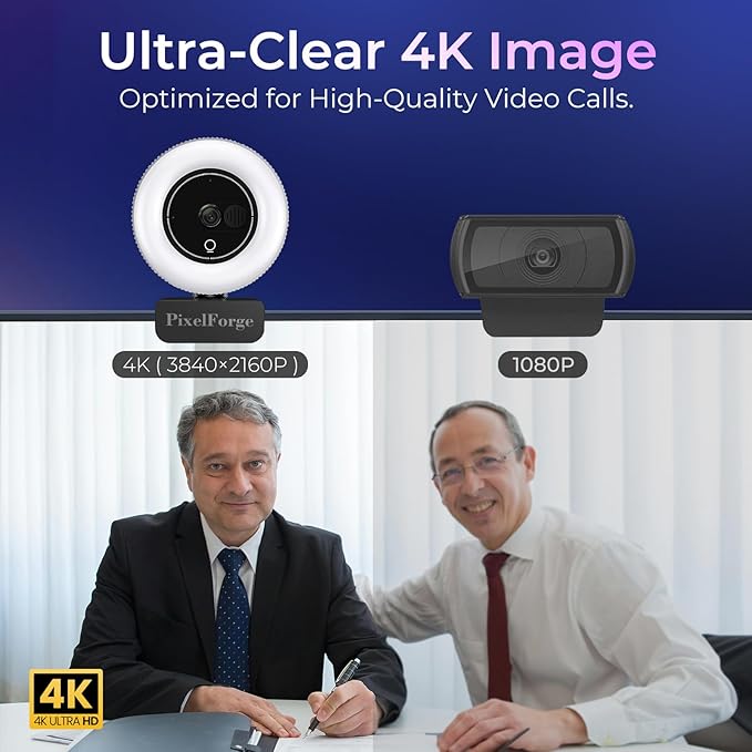 4K Webcam for PC with Microphone & Light & Privacy Cover, Web Camera for - Image 8