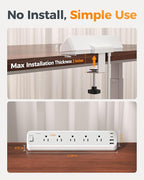 Desk Clamp Power Strip 10 Ft, TESSAN 2100J Surge Protector Desk Charging Station - Image 3