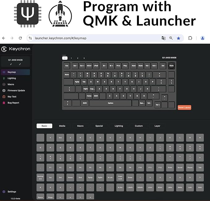 Keychron Q1 RGB Wired Custom Mechanical Keyboard Knob Version, 75% Layout - Image 3