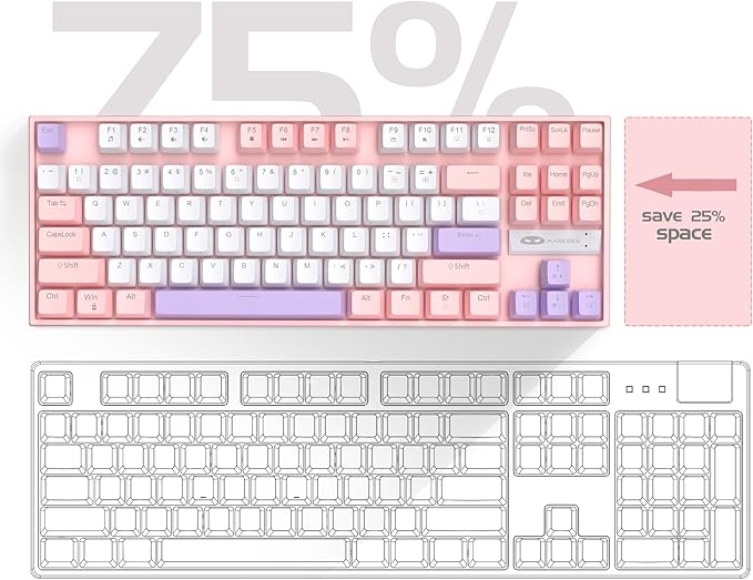 MageGee 75% Mechanical Gaming Keyboard, LED Blue Backlit, 87 Keys Compact TKL - Image 2