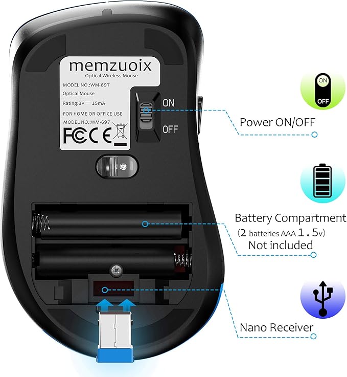 memzuoix 2.4G Portable Wireless Mouse, 1400 DPI Mobile Optical Cordless Mice - Image 8