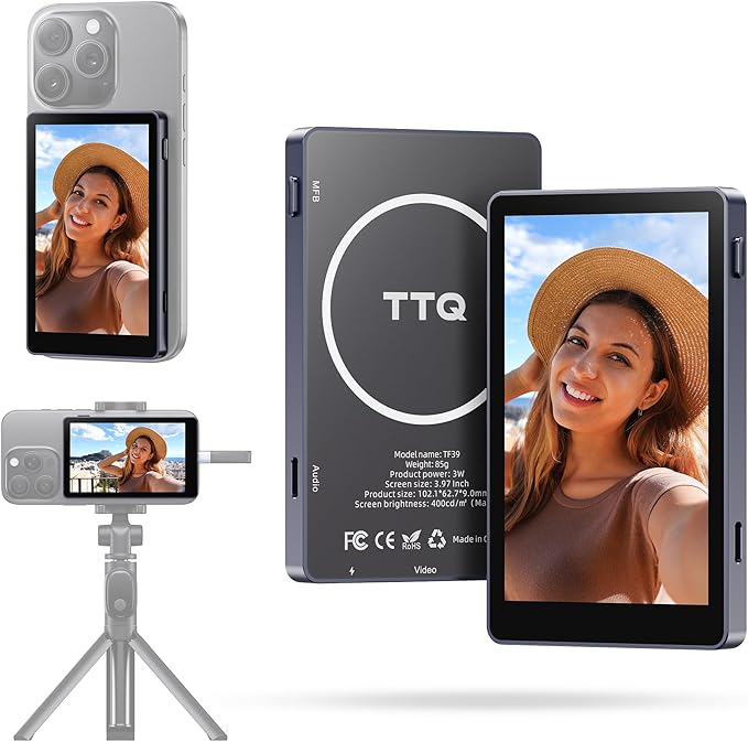 Vlog Selfie Monitor Screen, Magnetic Phone Vlog Selfie Monitor Screen 4K 60fps by TTQ
