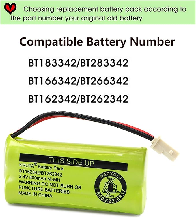 Kruta BT166342 BT266342 Battery 2.4V 800mah Replacement Battery Pack Compatible - Image 5