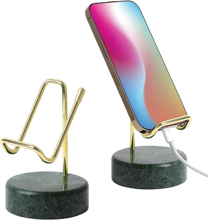 Marble Phone Stand with Metal Holder, Charging Available While Using, Swipe Up by TransMarble