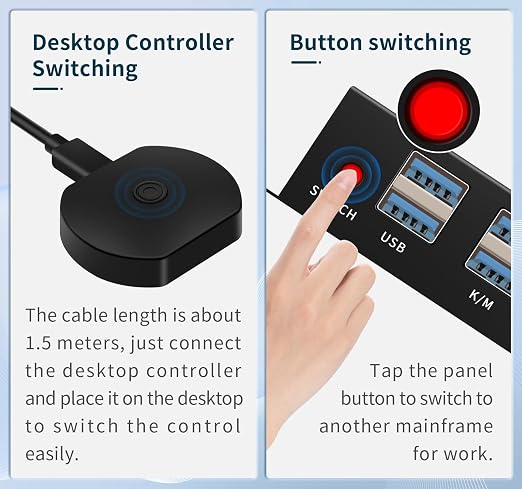 KVM Switch hdmi 1 Monitors 2 Computers 4K@60Hz, usb3.0 Devices Keyboard Mouse - Image 5