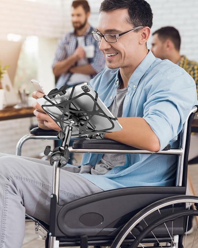 Metal iPad Tablet Mount for Boat Helm, Wheelchair Pole, Golf Cart, Mic Stand - Image 4