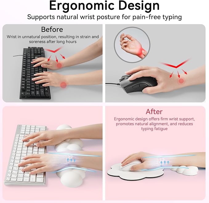 Cloud Wrist Rest for Computer Keyboard, 4-in-1 Memory Foam Leather Cloud - Image 3