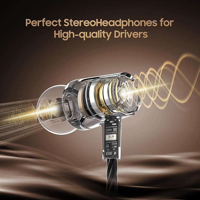 Rayleigh USB C Headphones with Microphone 3 Pack, Wired Earbuds with Heavy Bass - Image 2