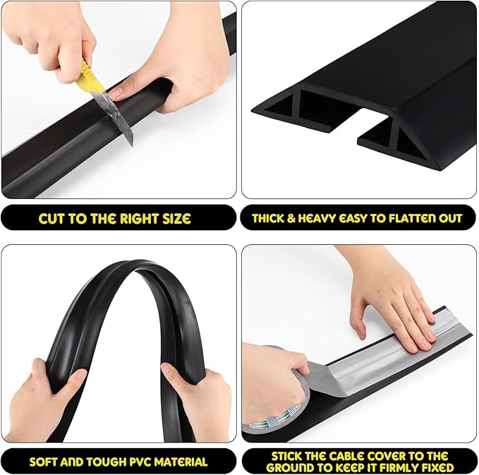 Pangda 10 FT Floor Cable Cover Heavy Duty Cord Cover Protector Power Cable - Image 5