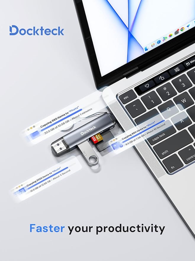 Dockteck SD Card Reader, 5G Super Speed USB3.0 SD/TF Card Reader, 3-Slot USB - Image 6