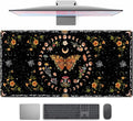 Moth Desk Pad Mushroom Phase Moon Phase Desk Mat, Boho Flowers and Leaves by TENG+DA+QING