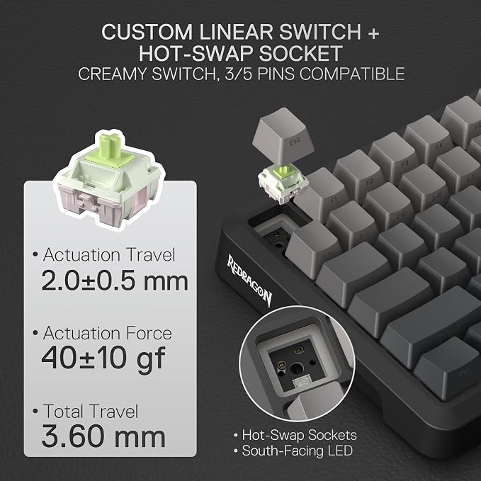 Redragon K724 PRO Wireless Gasket Gaming Keyboard w/Hype 1.14’’ TFT Screen & - Image 7
