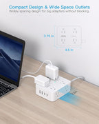 PD 30W USB C Power Strip Surge Protecor, HANYCONY 8 Outlets 4 USB, 1080J Desk - Image 6