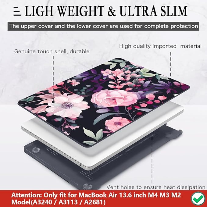 CISSOOK Compatible with MacBook Air 13.6 inch Case 2025 2024 2022 Release Model - Image 4
