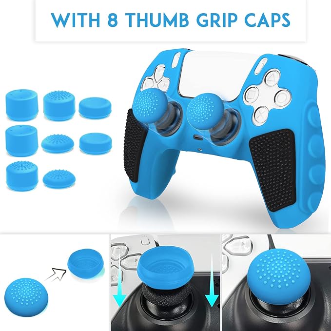 SIKEMAY Anti-Slip PS5 Controller Skin, Soft Thicken Non-Slip Studded Silicone - Image 7