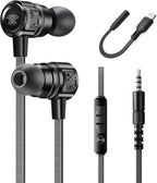 Gaming Earbuds Wired, USB C & 3.5mm Dual Plug in Ear Headphones by Aitalk