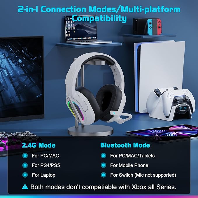 FC200 Wireless Gaming Headset for PS5, PS4-2.4GHz USB Foldable Headphones - Image 7