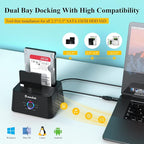 WAVLINK USB 3.0 and USB C to SATA Dual-Bay External Hard Drive Docking Station - Image 3