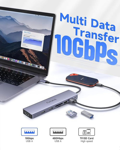 10Gbps USB C Hub, USB-C Laptop Docking Station, 8in1 Triple Display Docking - Image 2