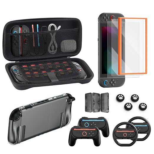 Switch 2 Accessories Bundle for Nintendo, 16-in-1 Game Kit: Carrying Case by BINBOKVR