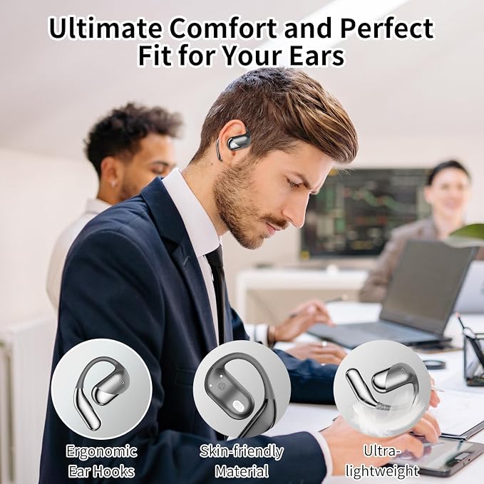 Open Ear Clip Wireless Earbuds Bone Conduction Headphones, Open Ear Design - Image 3
