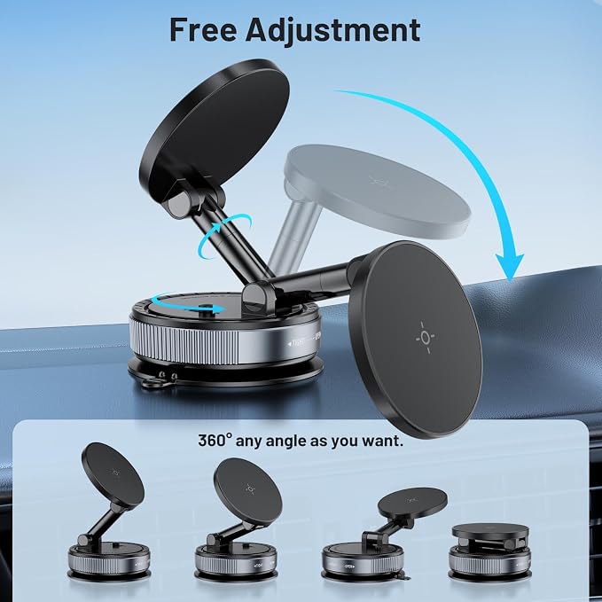 Magnetic Phone Holder for Car, Suction Cup Phone Mount, Foldable Vacuum - Image 5