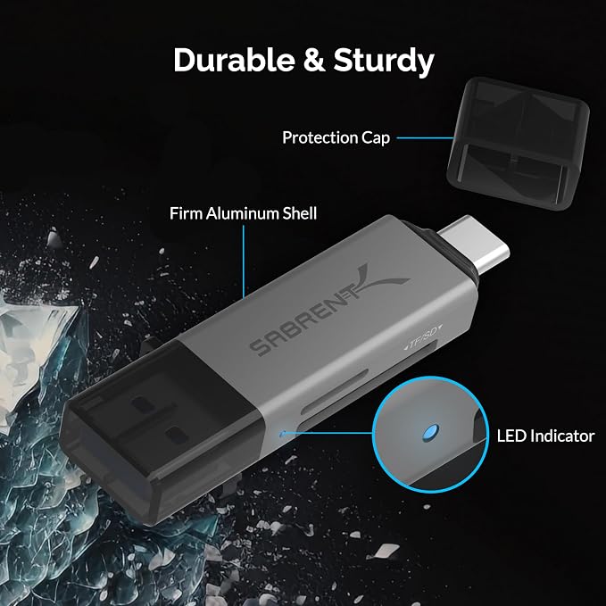 SABRENT SD Card Reader, High-Speed USB C to Micro SD Card Adapter, USB 3.0 OTG - Image 6