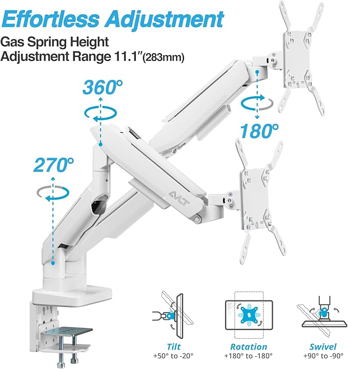 AVLT RGB Lights Dual 17”-43” Gaming Monitor Arm Desk Mount, Fits Two - Image 5