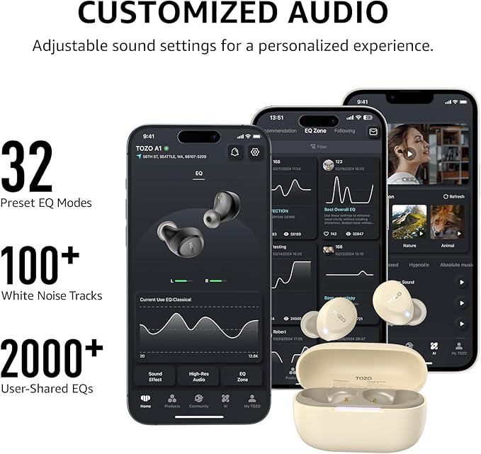 TOZO A1 Wireless Earbuds Bluetooth 5.3 Light Weight in Ear IPX5 Waterproof - Image 5