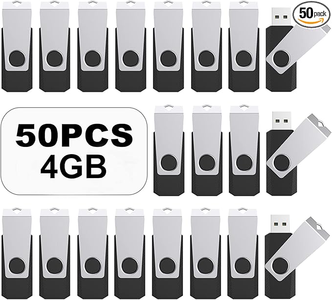 TOPESEL 50PCS 4GB Bulk USB 2.0 Flash Drive Swivel Memory Stick Thumb Drives Pen by TOPESEL