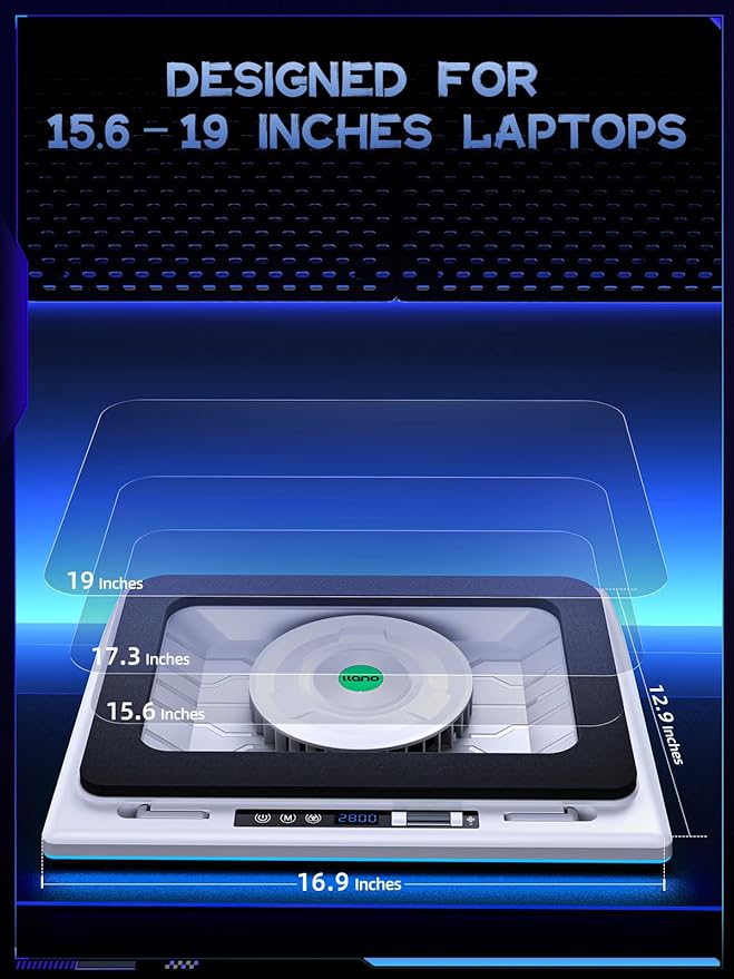 llano RGB Laptop Cooling Pad, Powerful Turbofan, Quiet Cooling, Touch Control - Image 6
