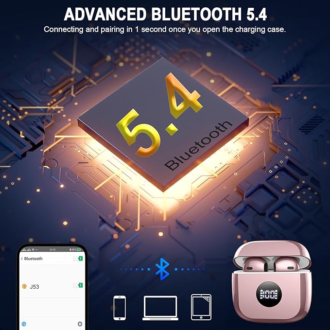 Wireless Earbuds, 40H Playback Mini Case IP7 Waterproof Sports Earphones - Image 3